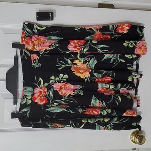 Torrid Black Floral Jersey Circle Mini Skirt